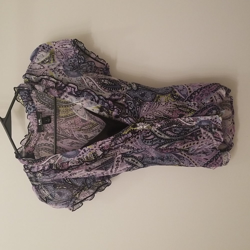 Stunning I.N. San Francisco Short Sleeve Dress Blouse Top!